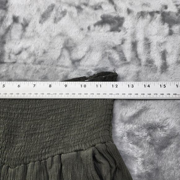 Mahina Pants Women M Green Crepe Rayon Pull On High Rise Smocked Waist Wide Leg - Picture 5 of 9